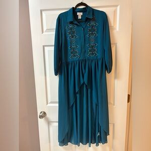 Ariat Teal Embroidered maxi shirt